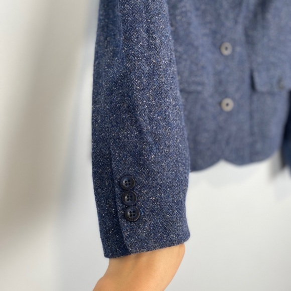 LL Bean Wool Silk Blazer Women XS Blue Academia Classic Timeless Career Polished - Picture 3 of 14